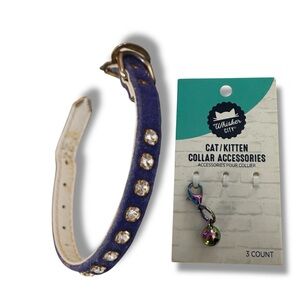 Leather & suede kitten collar and new clip on bell